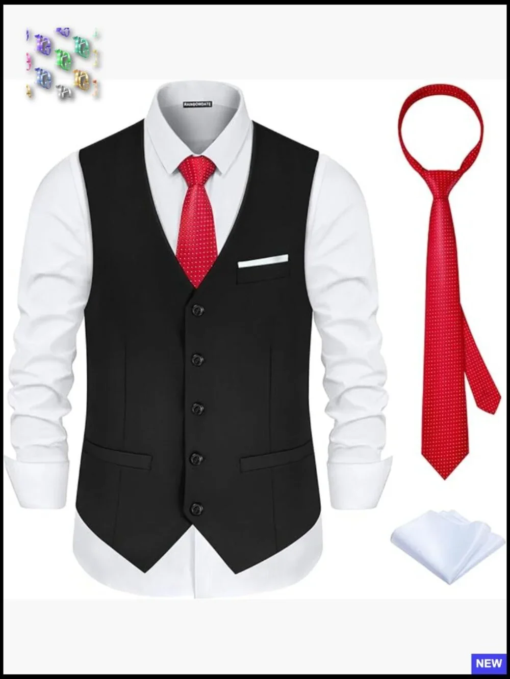Slim Fit Satin Back Formal Vest 3-Piece Set Business Wedding Elegant